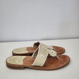 JACK ROGERS Original Jacks Sandals Womens 10 N Narrow Width Cream White Flats